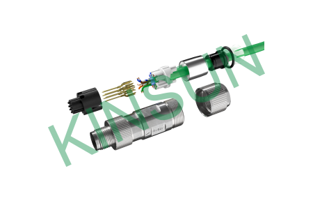 M12 X-kódolt IDC kábelösszeszerelés robbantott nézete